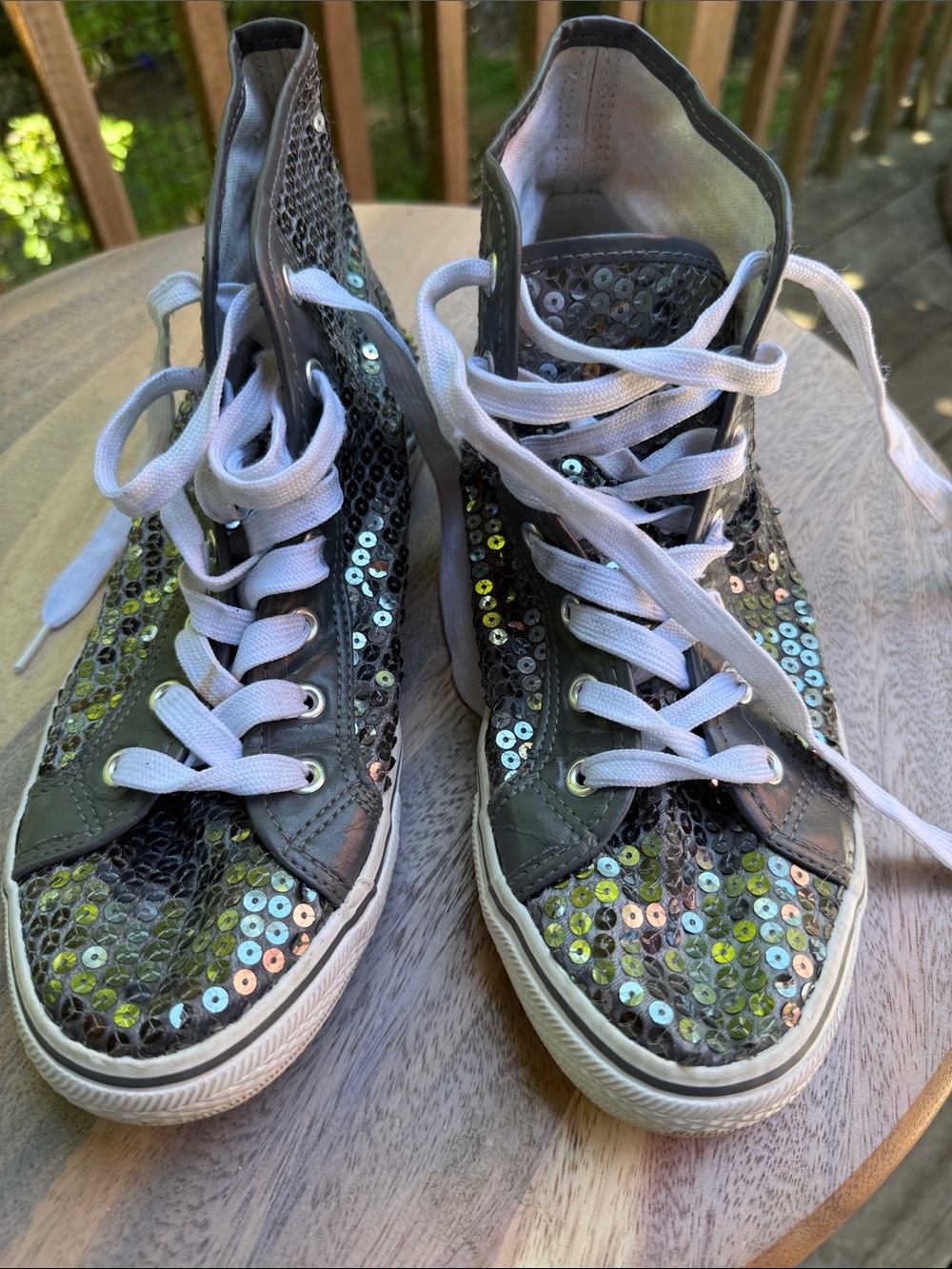 Women's Sequin High-Top Sneakers in Black